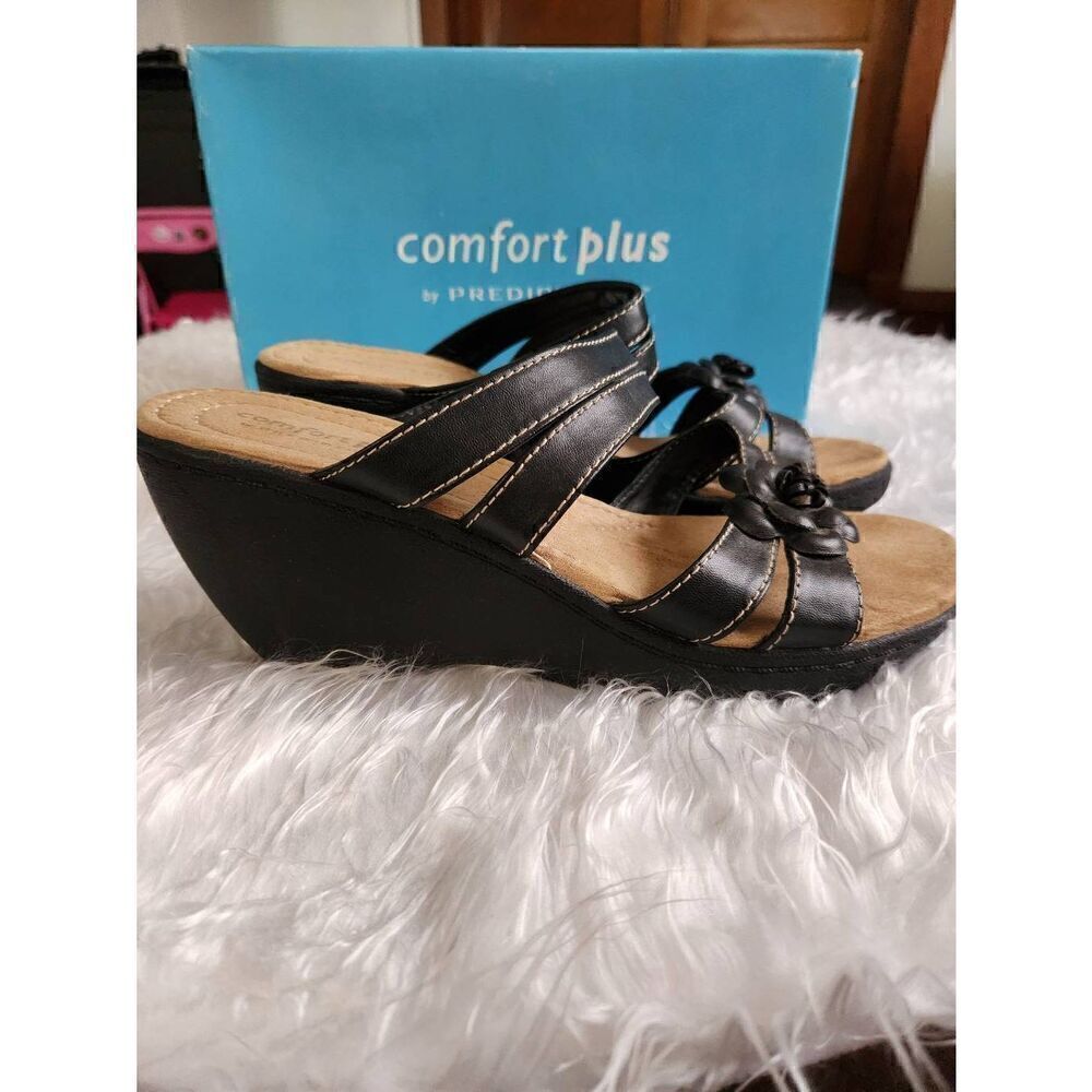 Comfort Plus By Predictions Womens Size 9.5 black Heel Sandals with box - Picture 2 of 6